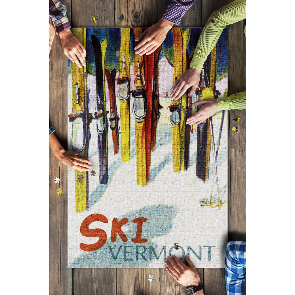1000 Piece Puzzle of Vermont Colorful Skis Vermont Outfitters Company